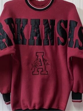 90s Arkansas Razorbacks BIG LETTER Sweatshirt XL Basketball Football Vin…